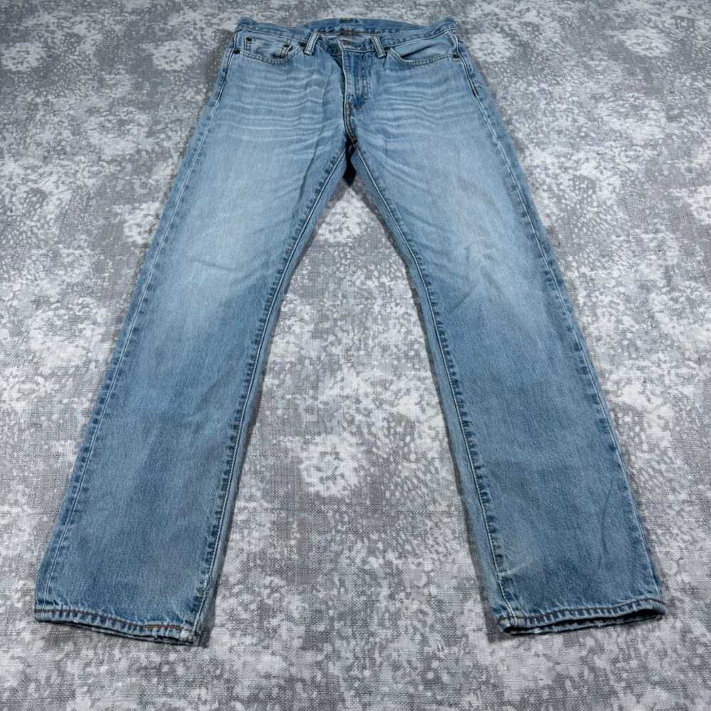 Levi's 513 Slim Straight Mens 32x32 Light Wash Blue Denim Jeans 08513-0573 - Picture 2 of 9